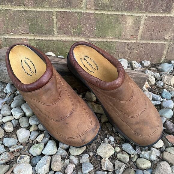 Womens Merrell Jungle Quilted Slides Brown Leather Clogs Mocha Mules Size 7/37.5 - Picture 5 of 10